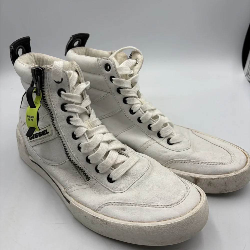 Diesel S-Dvelows Men's White Leather High Top Sneakers Shoes Size 40 US 7.5